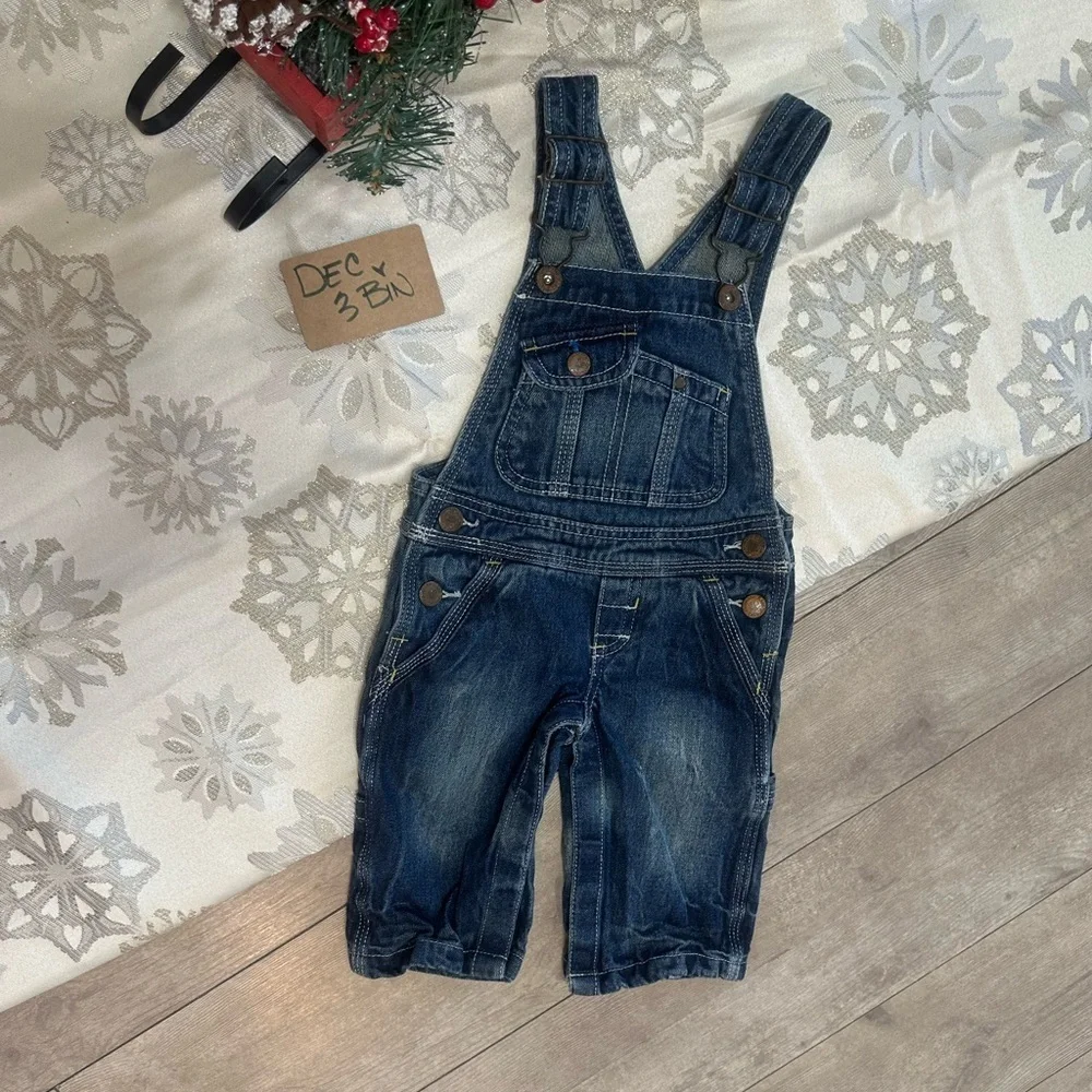 VTG Y2K OshKosh B'gosh Dark Blue Denim Overalls 12 Months Baby Boy